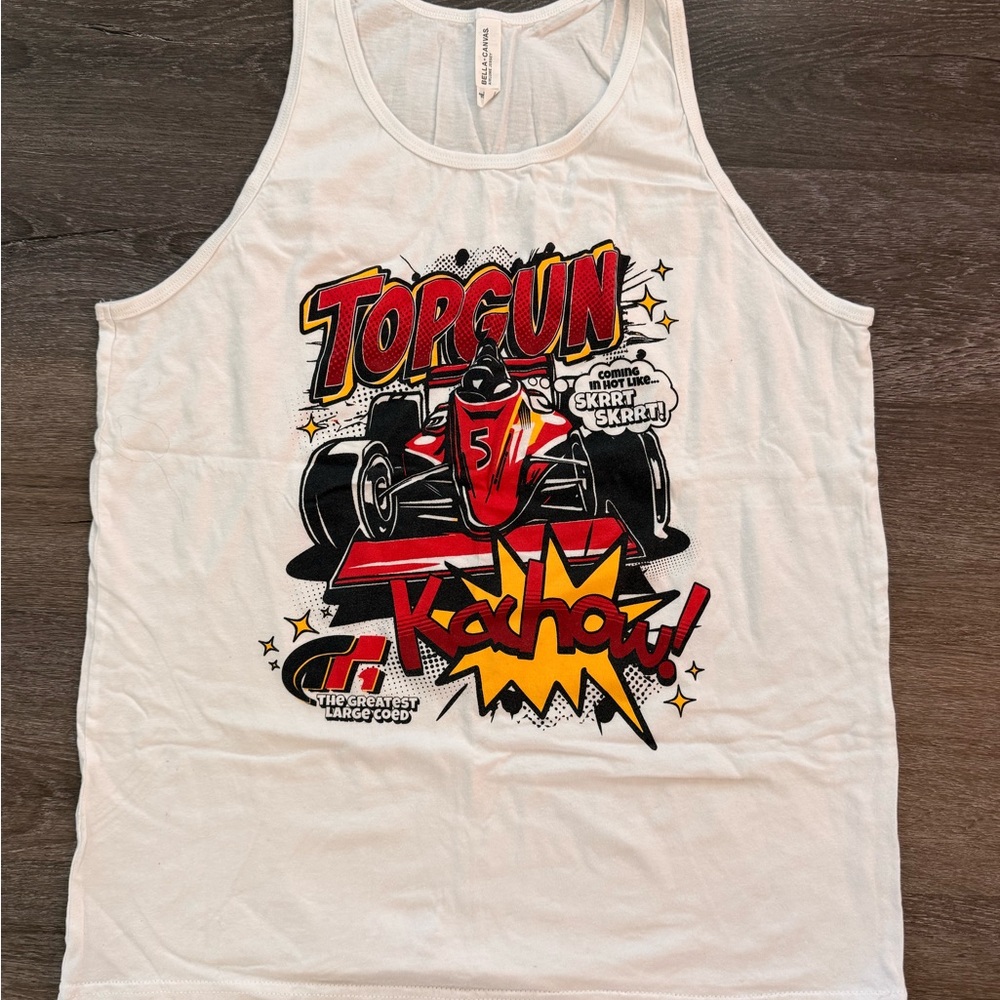 Graphic Racerback Tank Top - White